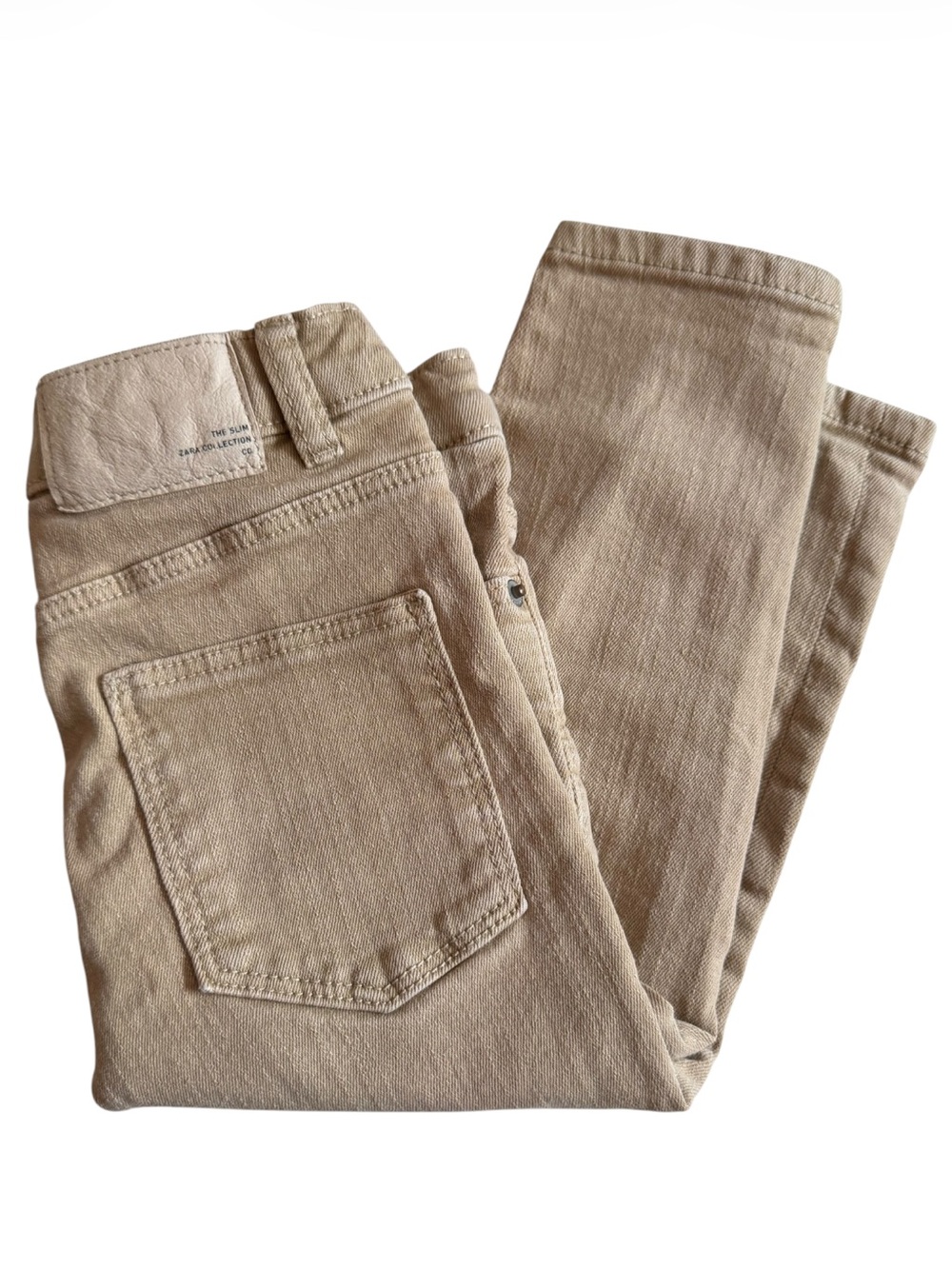 Zara Slim Denim Straight Tan Jeans Adjustable Waist Size 18-24 months